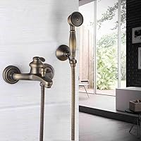 Wall Mounted Shower Faucet Antique Brass Shower Set Hand Shower Head Bathroom Shower faucets Single Handle Mixer Sets