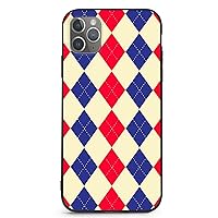 Blue Red Argyle Pattern Fashion Compatible with iPhone 11Pro Phone Case Anti-Scratch Full Body Protective Covers Gifts Unisex