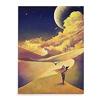 Cartoon Girl Room Decoration Art Poster on Desert Canvas Wall Art Prints for Wall Decor Room Decor Bedroom Decor Gifts Posters 16x20inch(40x51cm) Unframe-style