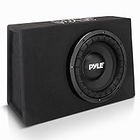 Pyle Slim Subwoofer Box System - 400 Watts, Perfect for Mount Car Truck Audio Powered Subwoofer Enclosure, High Powered 8-inch Woofers with a Non-Pressed Paper Cone - PSBS8 Black