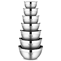 YIHONG Stainless Steel Mixing Bowls Set, 7 Piece Metal Mixing Bowls with Lids Set for Kitchen, Nesting Steel Mixing Bowls Ideal for Baking, Prepping, Cooking, and Serving Food