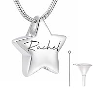 Personalized Mini Star Urn Necklaces For Ashes For Women Men Cremation Jewelry for Ashes Customizable Pet Dog Ashes Necklace Keepsake Memorial Pendant For Adult