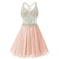 ZHengquan Women's Beaded Chiffon Sleeveless Homecoming Dresses A Line Cocktail Party Dresses