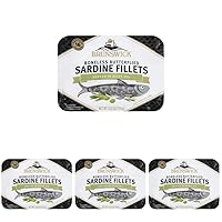 Brunswick Sardines in Olive Oil, 3.75 oz Can - Wild Caught Sardines - 17g Protein per Serving - Gluten Free, Keto Friendly - Great for Pasta & Seafood Recipes (Pack of 4)