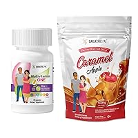 BariatricPal 30-Day Bariatric Vitamin Bundle (Multivitamin ONE 1 per Day! Capsule with 60mg Iron and Calcium Citrate Soft Chews 500mg with Probiotics - Caramel Apple)