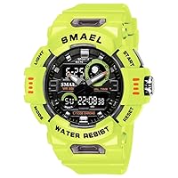 Men's Dual Display Sport Quartz Watch Strong Rubber Strap and LED Digital Analog Wristwatches Waterproof Electronic Clock 8063