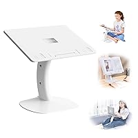 Portable Lap Desk Kids,Adjustable 2-in-1 Book Stand for Reading,Car Desk,Laptop Stand for Bed Sofa Floor Car Seat,Applicable to Child Textbook/Laptop/Magazine/Ipad-White