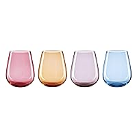 Oneida True Colors Stemless Wine Glasses, Set of 4, 4 Count, Multi