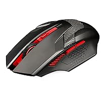 TECKNET Professional Ergonomic Optical Wired Computer Gaming Mouse, 2000DPI, 3 DPI Adjustment Levels, 6 Buttons - Red