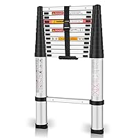 Yvan Telescoping Ladder,12.5 Feet Aluminum Telescopic Extension Ladder,Soft Close Design Multi-Purpose Extendable Ladder for Household Daily or Hobbies,330 Lb Capacity