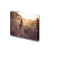 Young Attractive Man in Suit and Tie with a Greyhound Dog in Autumn Outdoors - Canvas Art Wall Art - 12
