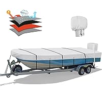 16FT Jon Boat Cover with Motor Cover, 800D PU Waterproof Heavy Duty Mooring Cover, Trailerable Marine Grade Polyester Canvas Replacement for Jon Boat 16' Long Beam Width Up to 75 in, Gray