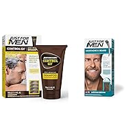 Just for Men Control GX Grey Reducing Shampoo for Lighter Shades of Hair & Mustache & Beard, Beard Dye for Men with Brush