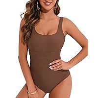 HAIVIDO One Piece Swimsuit for Women Tummy Control Bathing Suits Scoop Neck Square Back Swimwear