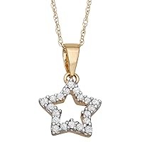 1/6 cttw Star Shaped Diamond Pendant Necklace in 10KT Yellow Gold with 18