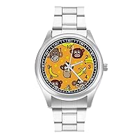 Cute Faces of Monkeys and Bananas Classic Watches for Men Fashion Graphic Watch Easy to Read Gifts for Work Workout