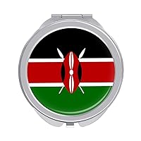 Kenyan Flag Compact Mirror for Purse Round Portable Pocket Makeup Mirrors for Home Office Travel