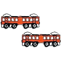 2pcs. Mini Orange Train Patches Sticker Arts Steam Train Cartoon Patch Sign Symbol Costume T-Shirt Jackets Jeans Hats Backpacks DIY Applique Embroidered Sew Iron on Patch