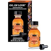 KAMA SUTRA Oil of Love Tropical Mango - .75 fl oz - Kissable Warming Body Topping for Oral Foreplay Fun. Delicious Lickable Flavor for Couples, Women, and Men. Water-Based.