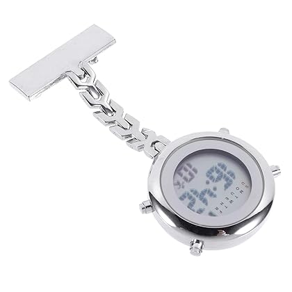 Hemobllo Pocket Watch Nurses Watch Nursing Clip Watches Multi- Function Digital Fob Pocket Watches Round Hanging Pin- on Brooch Fob Watch for for 2021 Graduation Gifts Silver Nurses Watch
