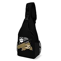 Sloth and Raccoon Sling Backpack Multipurpose Crossbody Shoulder Bag Printed Chest Bag Travel Hiking Daypack