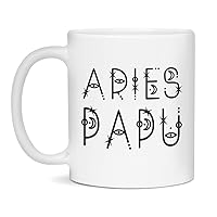 Jaynom Aries Coffee Mug for Papu | Zodiac Birthday Ceramic Tea Cup, 11-Ounce White