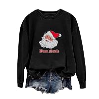 Italian Christmas Buon Natale Sweatshirt Women Santa Claus Print Long Sleeve Shirt Funny Xmas Hat Holiday Pullover