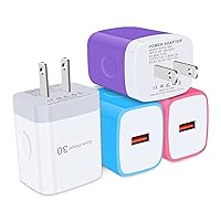Fast Charging Block, 4Pcs Quick Charge 3.0 USB Wall Charger Plug Adaptive Power Adapter Charger Box Brick Base Cube Compatible Samsung Galaxy S24 S23 S22 S21 Ultra S20 S10 S10e Note 20 10 9 8, Phone