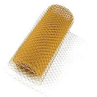 9.8x39.4in Solid Big Hole Tulle, Polyester Mesh Net Fabric Roll for Cloth Dress Skirt DIY Handmade Craft, Gold