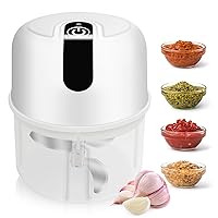KUFUNG Electric Mini Garlic Chopper - 250ml USB Rechargeable with 3 Reinforced Blades - Portable and Easy to Clean - Food Processor for Garlic, Ginger, Onion, Meat Vegetable and More (White)