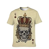 Unisex Cool-Novelty T-Shirt Graphic-Tee Funny-Vintage Short-Sleeve Hip Hop: King Skull Print Freedom Streetwear Birthday Gift