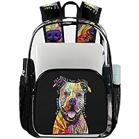 Animal Cute Dog Doggy（01） Clear Backpack Heavy Duty Transparent Bookbag for Women Men See Through PVC Backpack for Security, Work, Sports, Stadium