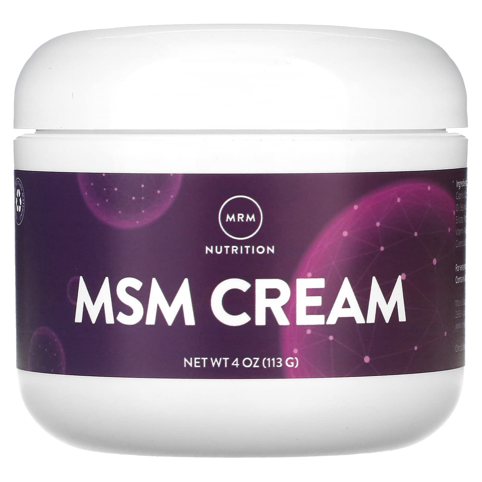MRM Nutrition MSM Cream | Methyl-sulfonyl-Methane Cream | Joint Health | Hair + Skin + Nails | Bioavailable Form of Sulfur | 4 Ounces