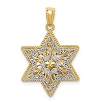 14k Solid Reversible Y W Gold Polished 2 Level Filagree Religious Judaica Star of David Pendant Necklace Measures 26mm long Jewelry for Women