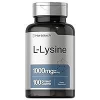 L-Lysine 1000mg | 100 Coated Caplets | Free Form Dietary Supplement | Vegetarian, Non-GMO, and Gluten Free Formula | by Horbaach