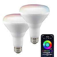 Satco S11256 Starfish BR30 WiFi Smart LED Light Bulb, Works with Siri, Alexa, Google Assistant, SmartThings, 9.5 Watt, 120 Volt, 800 Lumens, Color Changing & Tunable White, 2-Pack