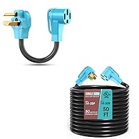 CircleCord NEMA 10-30P to 14-50R EV Charger Adapter Cord and UL Listed 50 Amp 50 Feet RV/EV Extension Cord