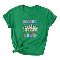 Easter Day Shirts for Women Cute Gnome Graphic Tees T-Shirt Easter Print Summer Short Sleeve Tees Casual Tops