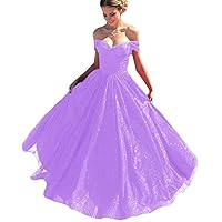 Women's Sexy Glitter Off-The-Shoulder Long Prom Homcoming Dress with Sequins 2023 A Line Formal Party Gown