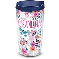 Tervis Made in USA Double Walled Dainty Floral Mother's Day Insulated Tumbler Cup Keeps Drinks Cold & Hot, 16oz, Grandma
