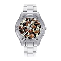 Amanita Mushroom Men's Business Watch Fashion Stainless Steel Wristwatches Custom Easy Read Watches for Women