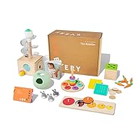The Babbler Play Kit, Birthday Play Kit, Montessori Toddler Toy, 8 Play Products, 1 Board Book, and Play Guide (Best Birthday Gift for 1 Year Old)