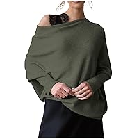 Women's Oversized Sweater Casual Boat Neck Pullover Solid Long Sleeve Baggy Sweater Fall Fashion Tunic Tops