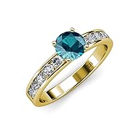 London Blue Topaz & Natural Diamond (SI2-I1, G-H) Engagement Ring 1.95 ctw 14K Yellow Gold