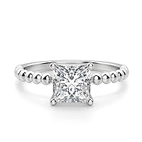 Riya Gems 1.80 CT Princess Diamond Moissanite Engagement Ring Wedding Ring Eternity Band Vintage Solitaire Halo Hidden Prong Silver Jewelry Anniversary Promise Ring