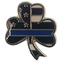 Wholesale Pack of 6 USA Thin Blue Line Police Shamrock Clover Motorcycle Bike Hat Cap Lapel Pin