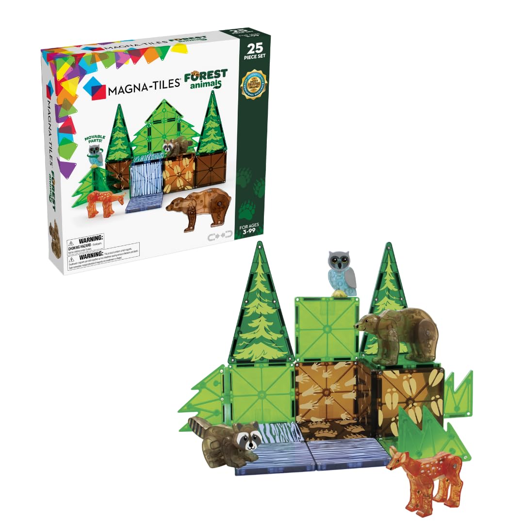 MAGNA-TILES Forest Animals 25-Piece Magnetic Construction Set, The ORIGINAL Magnetic Building Brand