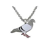 Colored Flat Pigeon Bird Pendant Necklace