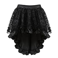 girls Solid Color Lace Asymmetrical High Low Corset Skirt, Black, 3X-Large