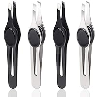4 Pack Tip Tweezers for Eyebrow, Non-Slip Grip Tip Tweezers, Professional Stainless Steel Precision Pointed Blackhead Splinter Removal Tool for Women & Girls